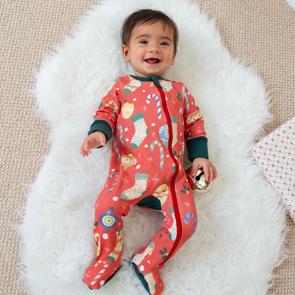 Deck the Halls Baby and Children's Zip Sleepsuit