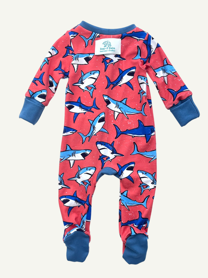 Sharks Baby and Children's Zip Sleepsuit