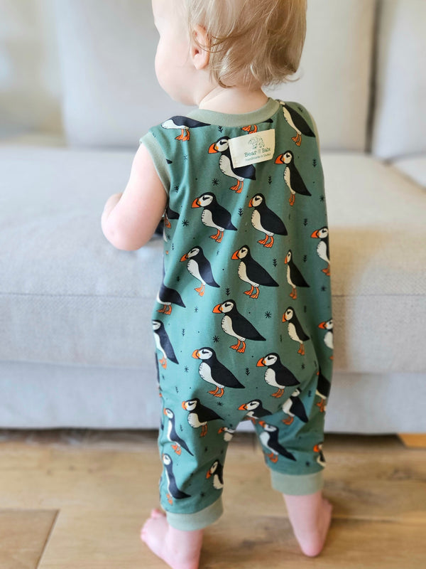 Green Puffins Baby and Children's Short Romper