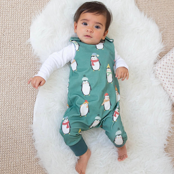 Green Winter Penguins Baby and Children's Romper