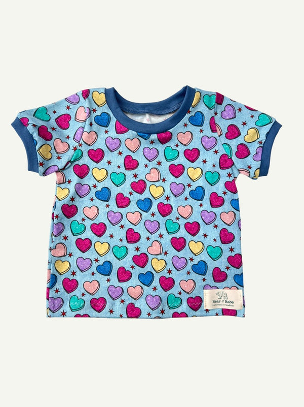 Denim Candy Hearts Baby and Children's T-shirt