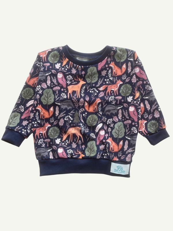 Navy Forest Animals Baby and Children's Sweater