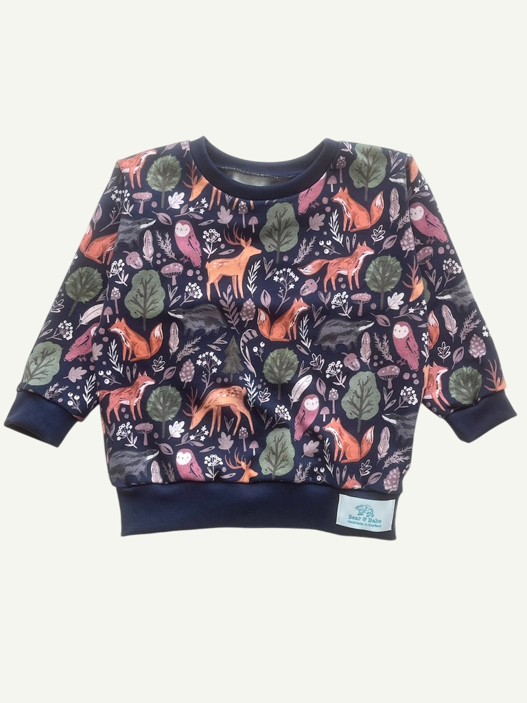 Navy Forest Animals Baby and Children's Sweater