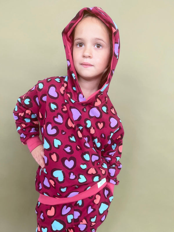 Leopard Print Hearts Baby and Children's Hoodie