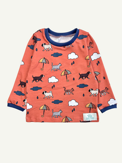 Orange Raining Cats & Dogs Baby and Children's Long Sleeved Tee