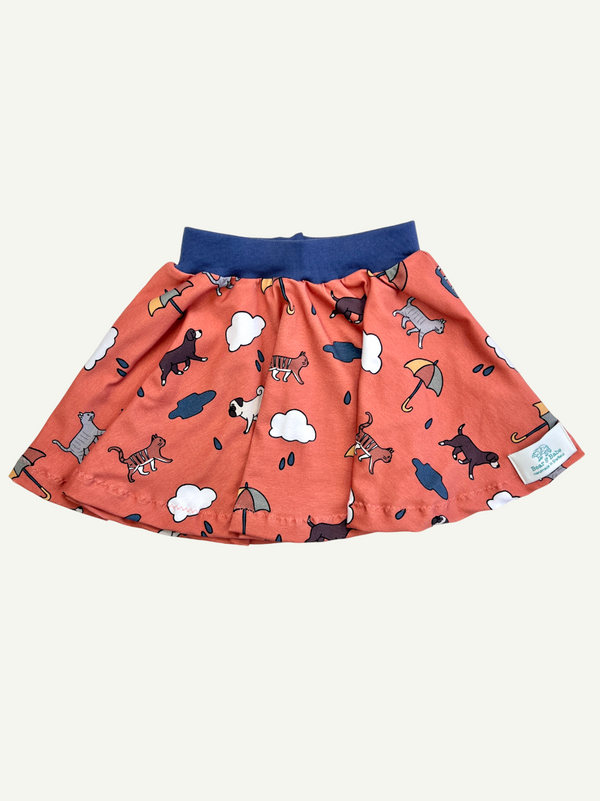 Orange Raining Cats & Dogs Baby and Children's Skirt