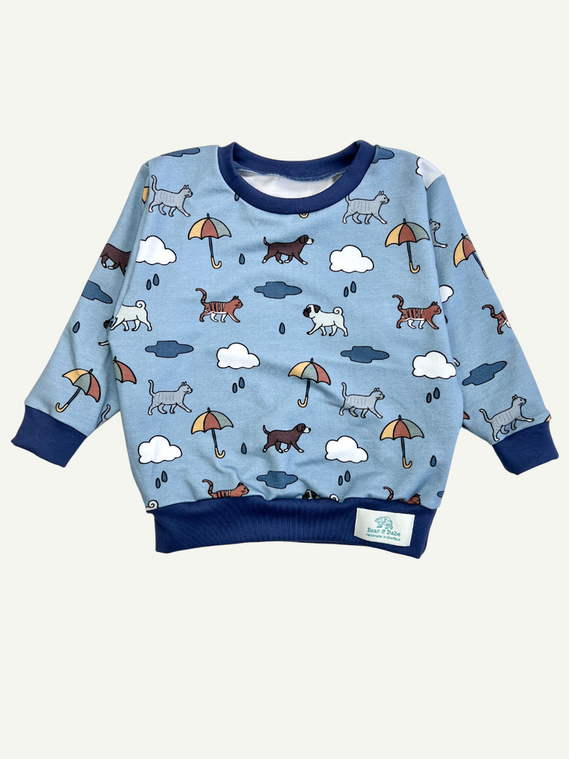 Blue Raining Cats & Dogs Baby and Children's Sweater