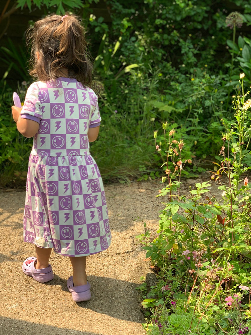 Purple Smiley Checkers Baby and Children's Dress