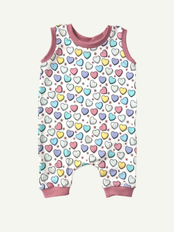 Cream Candy Hearts Baby and Children's Short Romper