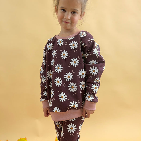 Burgundy Daisies Baby and Children's Sweater