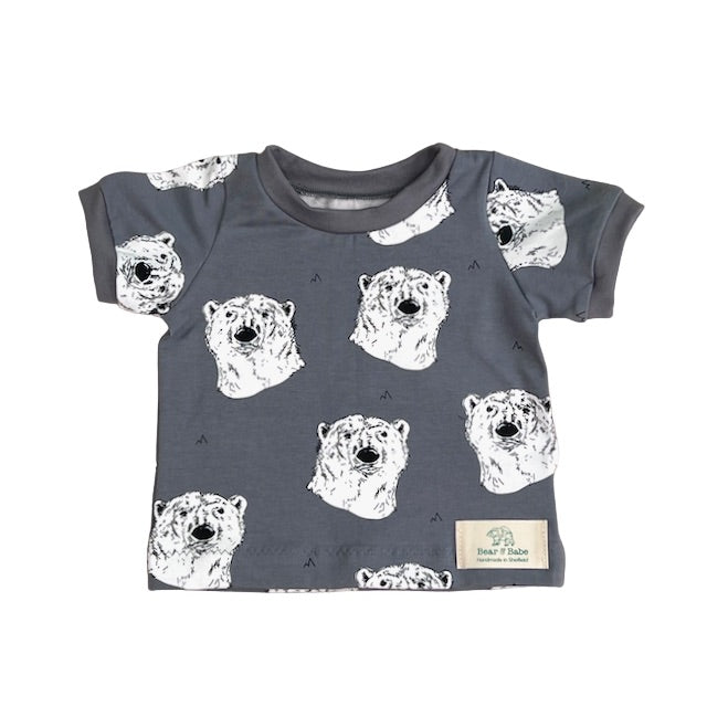 Steel Grey Polar Bears Baby and Children's T-Shirt