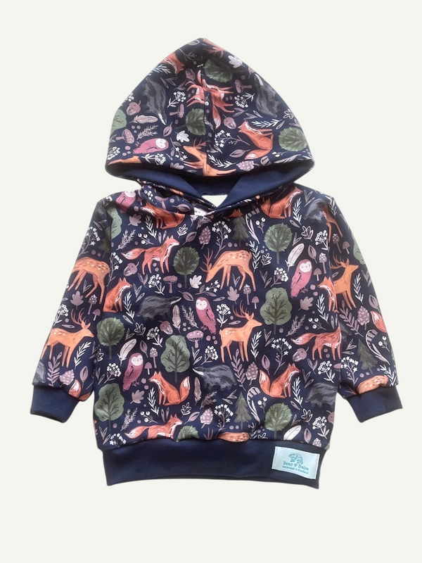 Navy Forest Animals Baby and Children's Hoodie