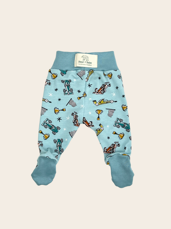 Race Cars Baby and Children's Footed Leggings