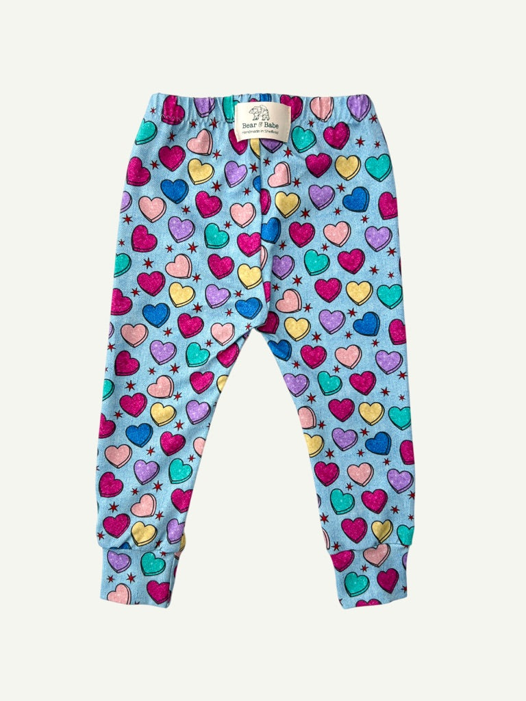 Denim Candy Hearts Baby and Children's Leggings