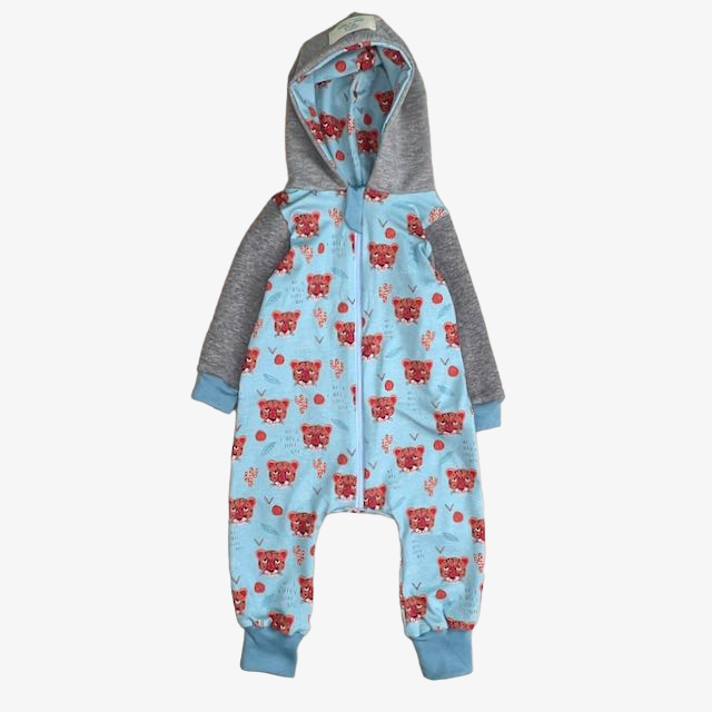 Aqua Leopards Baby and Children's Hooded Romper
