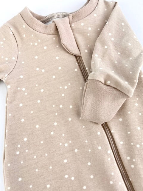Cappuccino Dots Baby and Children's Zip Sleepsuit