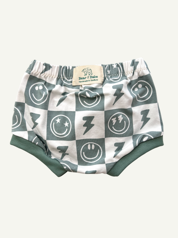 Sage Smiley Checkers Baby and Toddler Bummies