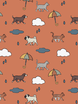 Orange Raining Cats & Dogs Baby and Children's Dress