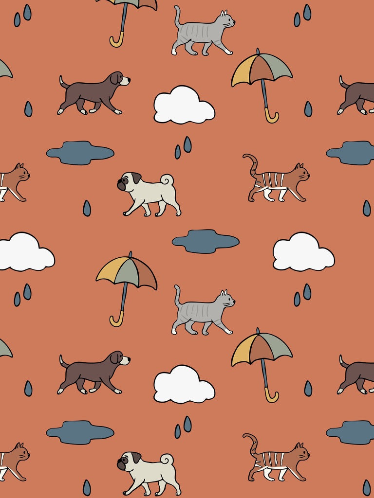 Orange Raining Cats & Dogs Baby and Children's Leggings