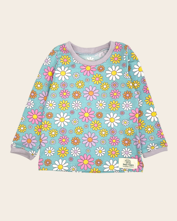 Aqua Flowers Baby and Children's Long Sleeved Tee
