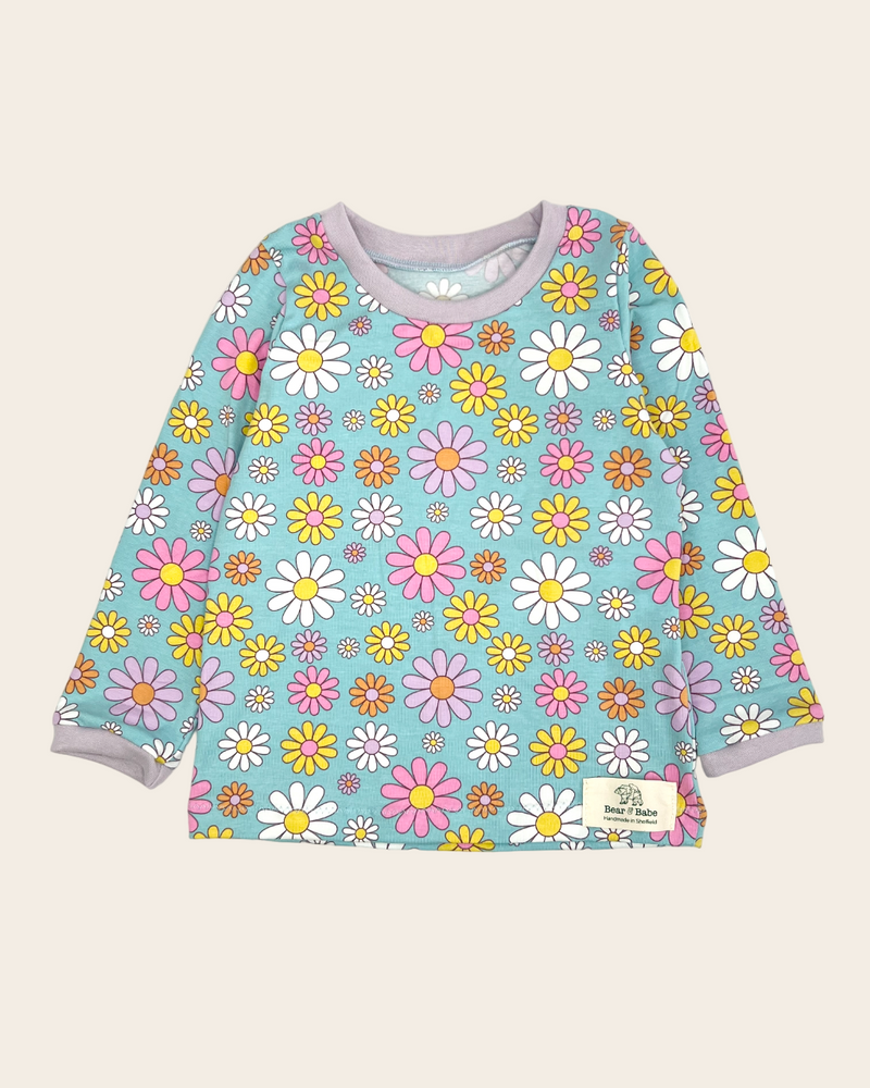 Aqua Flowers Baby and Children's Long Sleeved Tee