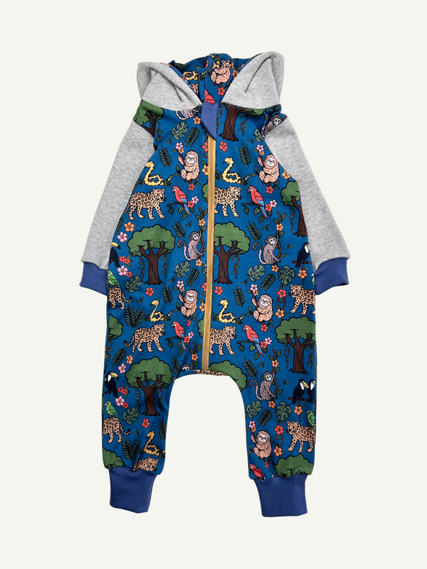 Blue Rainforest Baby and Children's Hooded Romper