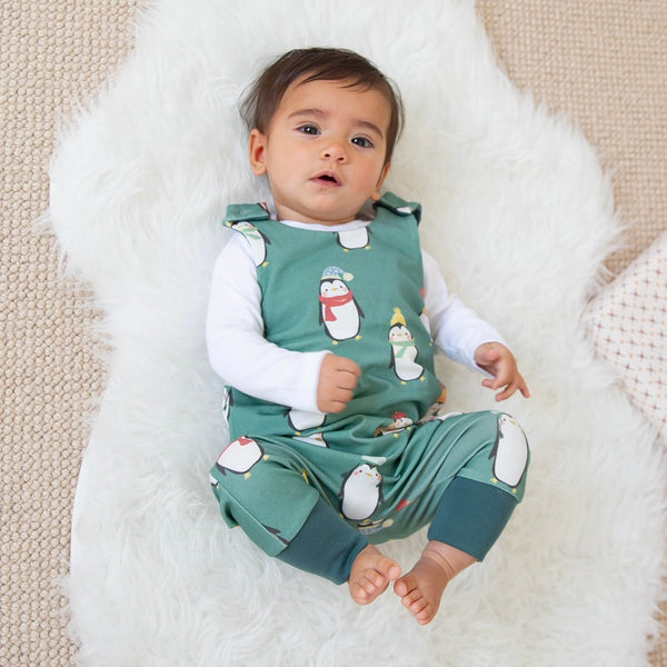 Green Winter Penguins Baby and Children's Romper