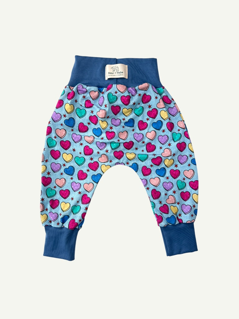Denim Candy Hearts Baby and Children's Harem Pants