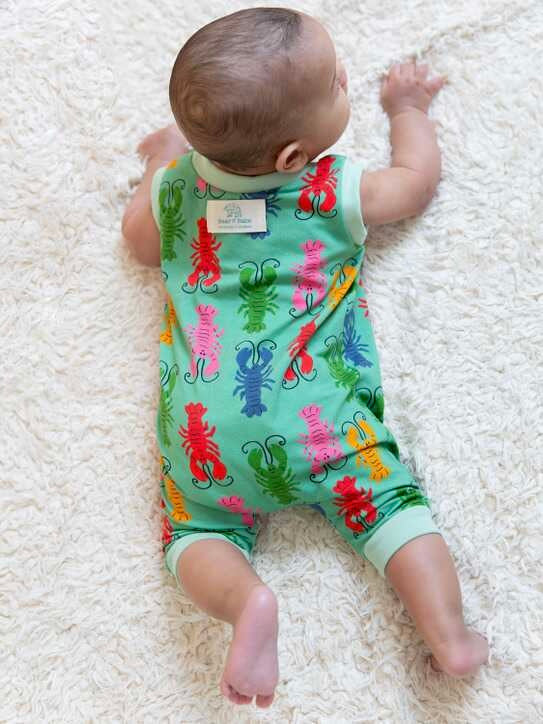 Green Lobsters Baby and Children's Short Romper