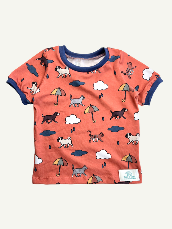Orange Raining Cats & Dogs Baby and Children's T-shirt