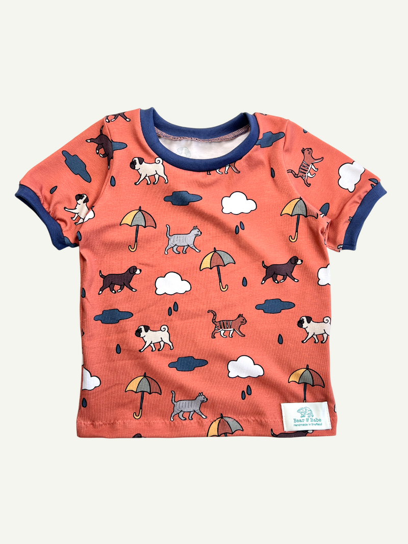 Orange Raining Cats & Dogs Baby and Children's T-shirt