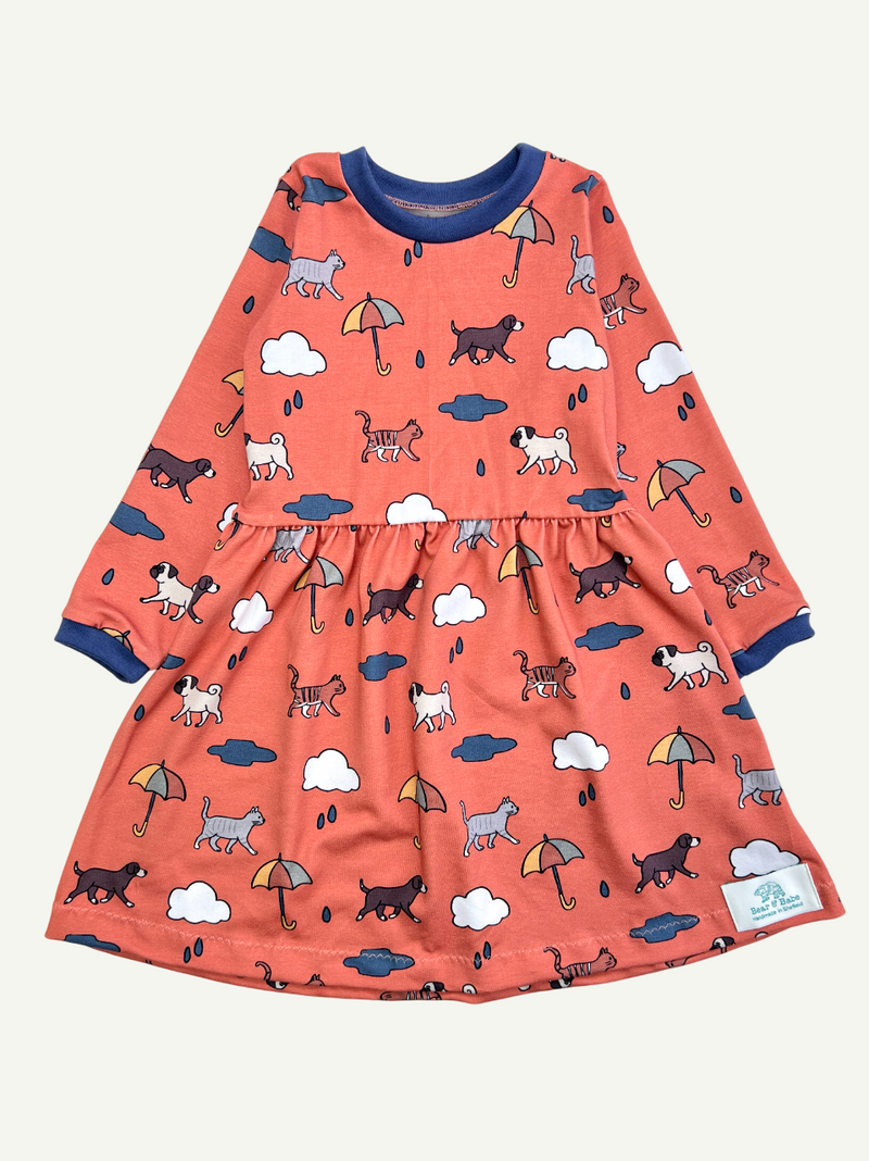 Orange Raining Cats & Dogs Baby and Children's Dress