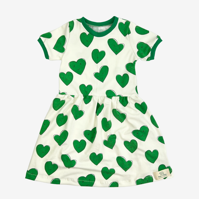 Green Happy Hearts Baby and Children's Dress