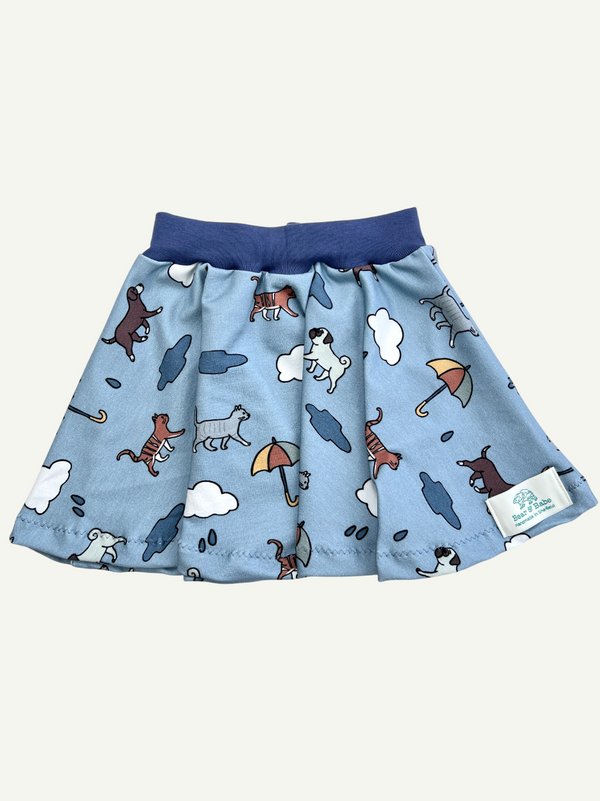 Blue Raining Cats & Dogs Baby and Children's Skirt
