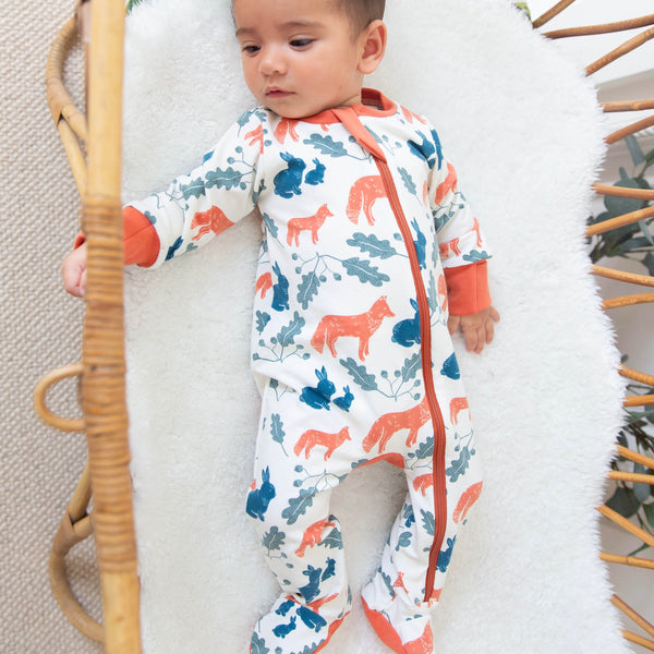 Ginger Fox & Rabbit Baby and Children's Zip Sleepsuit