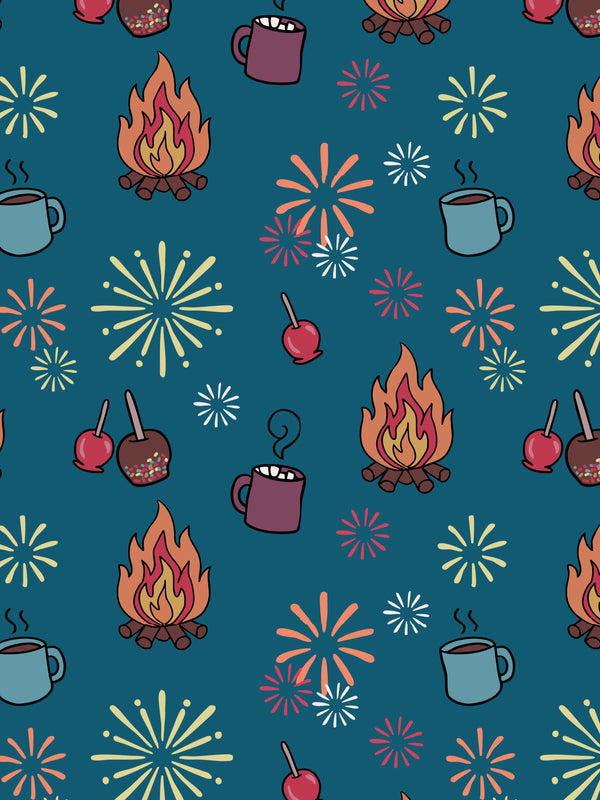 Blue Bonfire Night Baby and Children's Footed Leggings