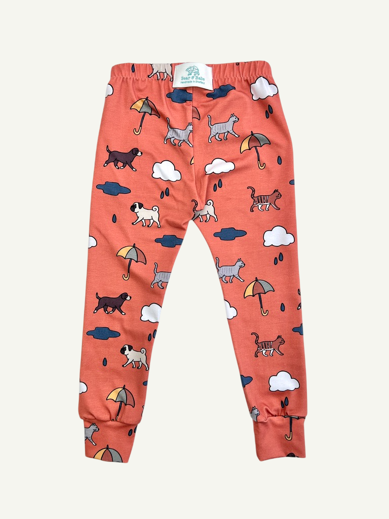 Orange Raining Cats & Dogs Baby and Children's Leggings