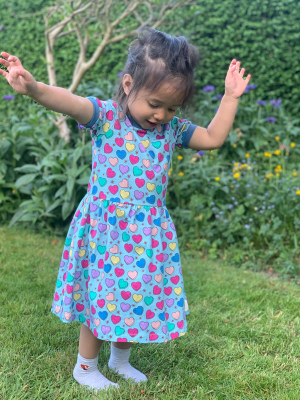 Denim Candy Hearts Baby and Children's Dress
