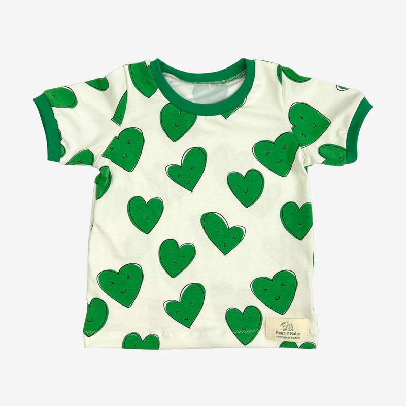 Green Happy Hearts Baby and Children's T-shirt