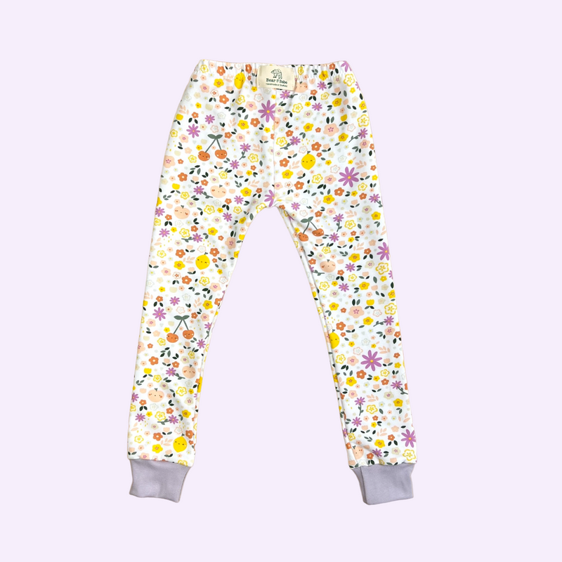Cream Floral Fruits Baby and Children's Leggings