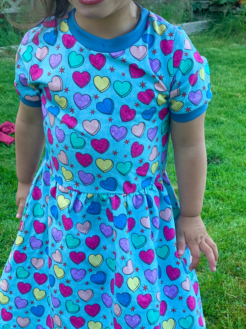 Denim Candy Hearts Baby and Children's Dress