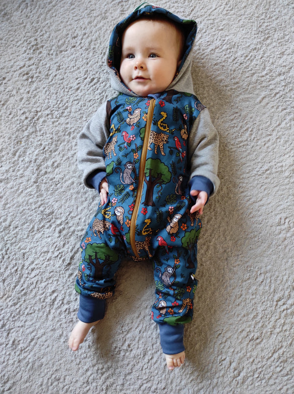 Blue Rainforest Baby and Children's Hooded Romper