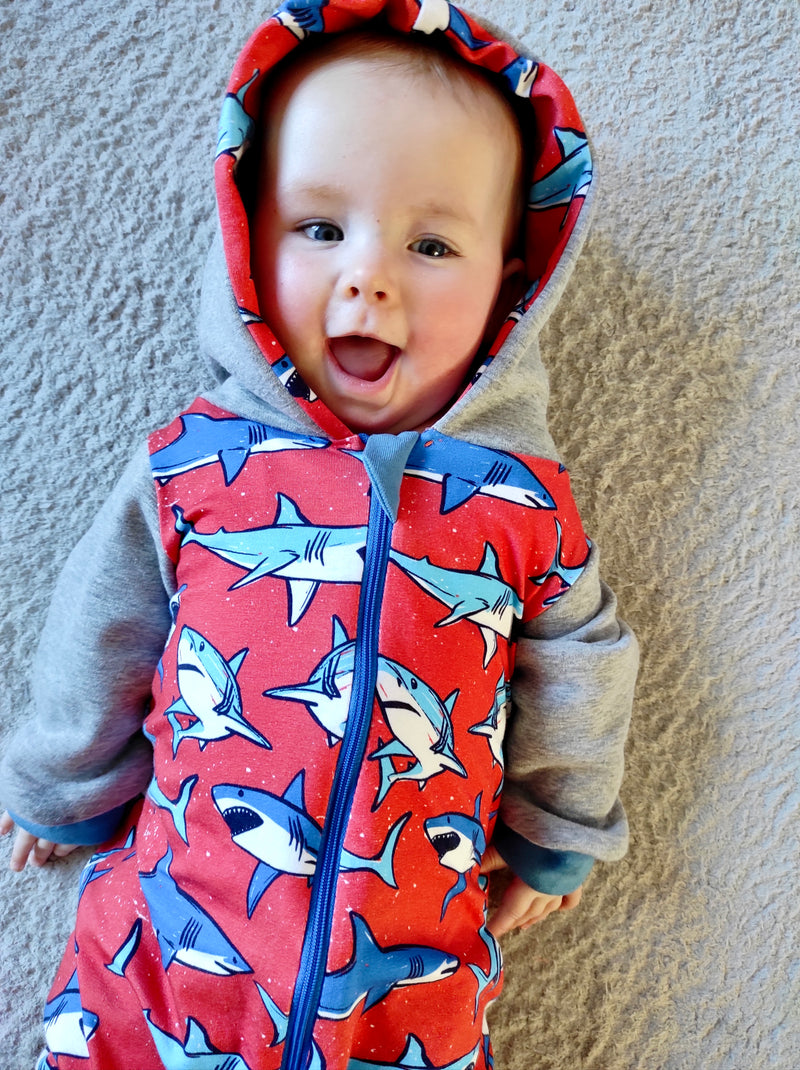 Sharks Baby and Children's Hooded Romper