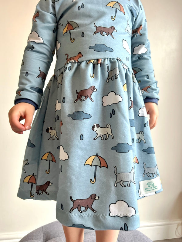 Blue Raining Cats & Dogs Baby and Children's Dress