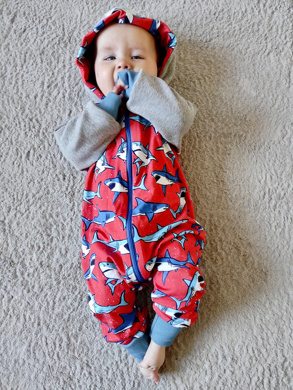 Sharks Baby and Children's Hooded Romper