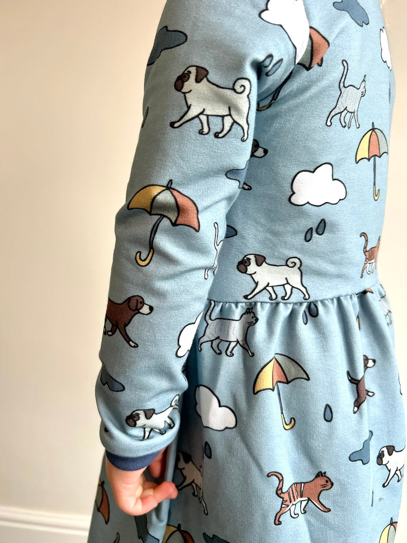 Blue Raining Cats & Dogs Baby and Children's Dress