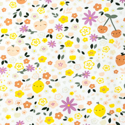 Cream Floral Fruits Adult Leggings