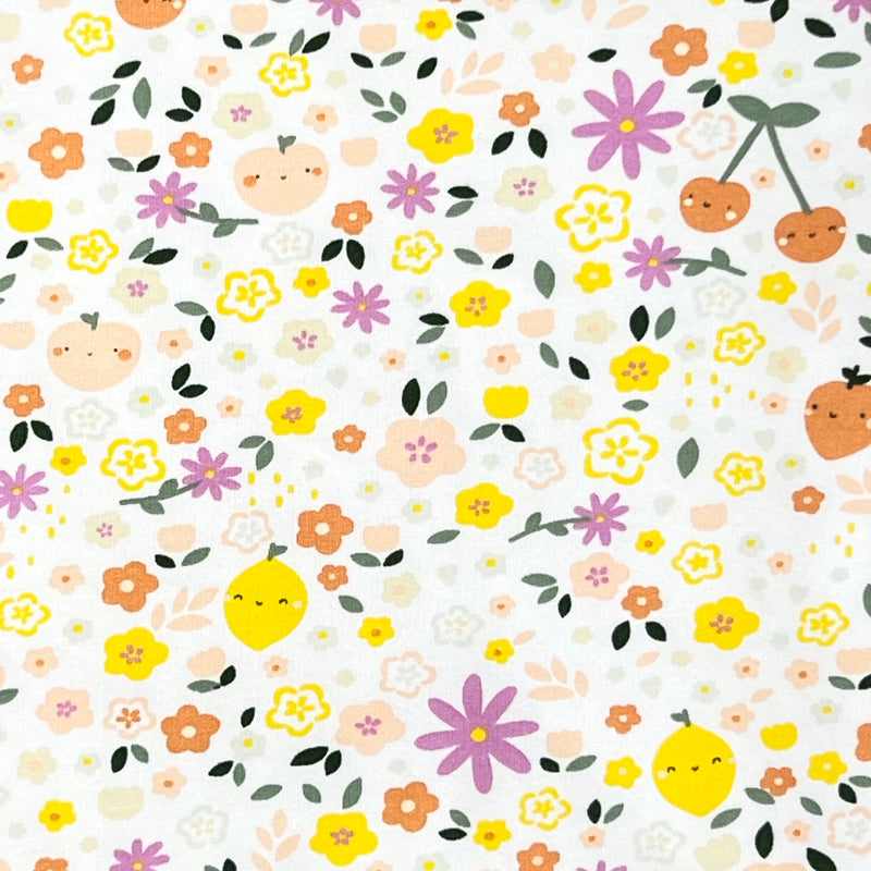 Cream Floral Fruits Adult Leggings