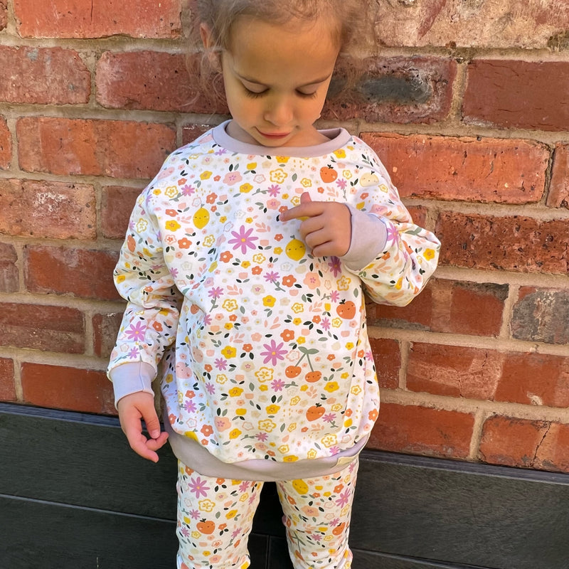 Cream Floral Fruits Baby and Children's Sweater