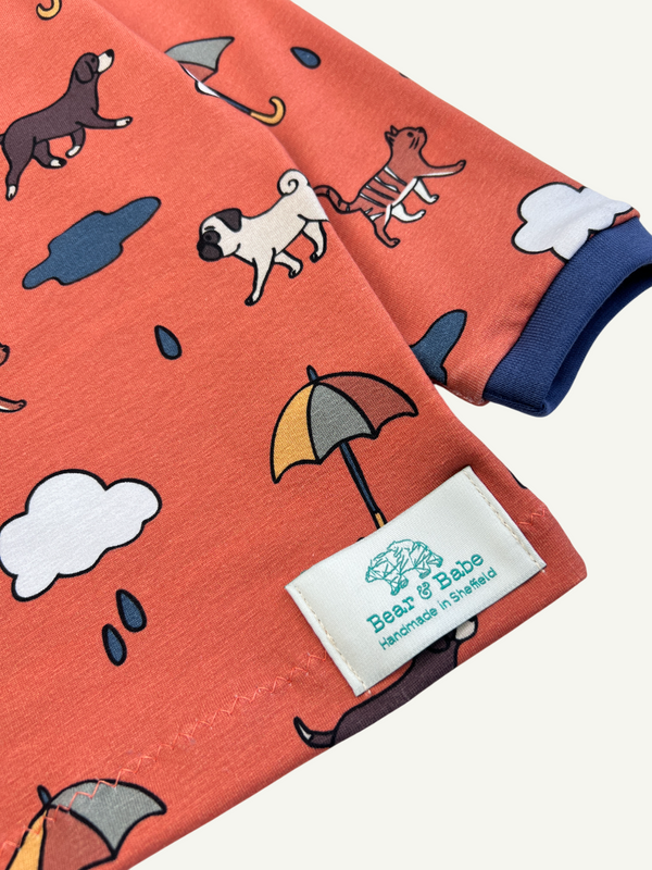 Orange Raining Cats & Dogs Baby and Children's Long Sleeved Tee